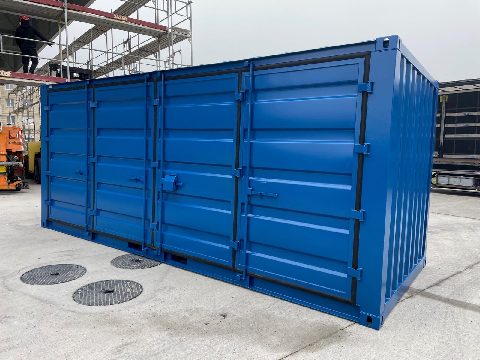 Conteneur de stockage Open Side 20 pieds Bleu